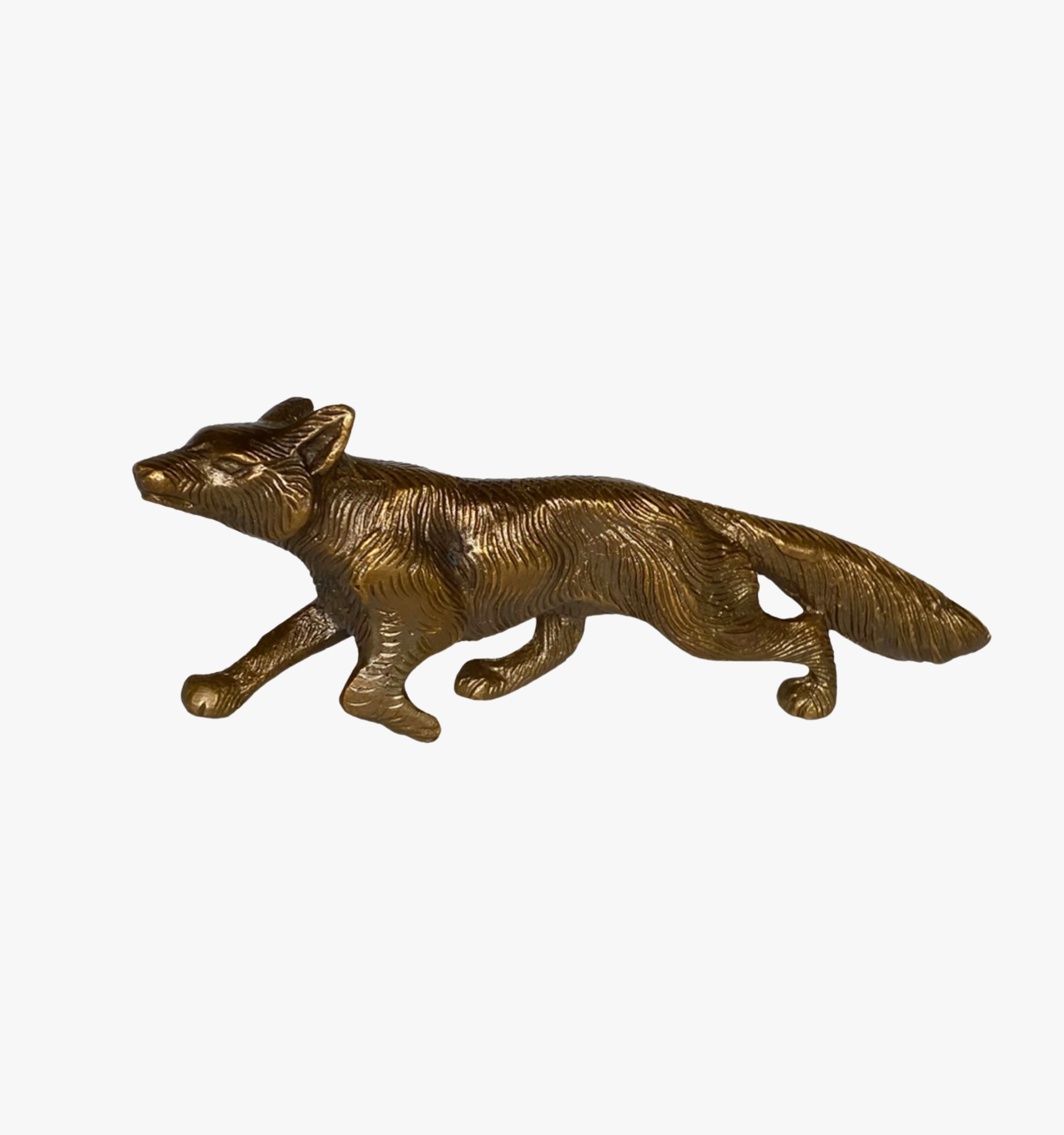 Solid Antiqued Brass Running Fox Tabletop Decor