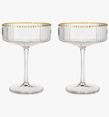 Deco Meridian Gold Rimmed Crystal Coupe Glasses (Set of 2)