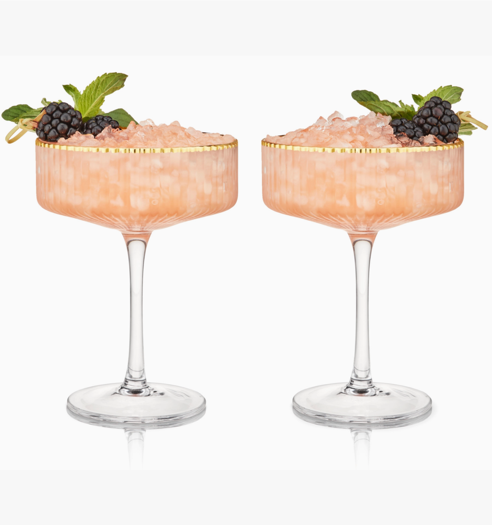 Deco Meridian Gold Rimmed Crystal Coupe Glasses (Set of 2)