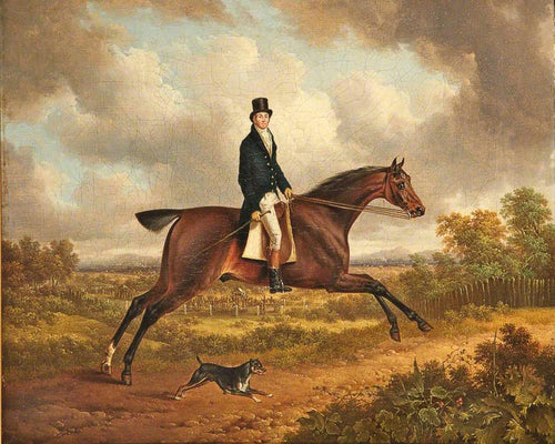 Down the Path Equestrian Fox Hunt Scene Painting Print